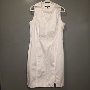 Brooks Brothers Sleeveless Cotton Sheath Dress Classic, Women's Size 12, White